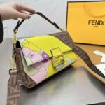 Fendi Women Baguette FF Glazed Fabric Bag with Inlay - Image 5