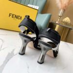 Fendi Women Colibri Black Mesh High-Heel Slingbacks with Metal Stitches - Bild 9