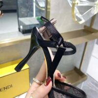 Fendi Women Colibri Black Mesh High-Heeled Slingbacks with Rhinestone Embroidery (1)