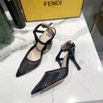 Fendi Women Colibri Black Mesh High-Heeled Slingbacks with Rhinestone Embroidery – Bild 6
