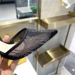 Fendi Women Colibri Black Mesh High-Heeled Slingbacks with Rhinestone Embroidery – Bild 9