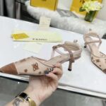 Fendi Women Colibri Lite Beige Mesh and FF Karligraphy Medium-Heel Slingbacks - Imagen 5