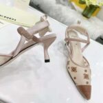 Fendi Women Colibri Lite Beige Mesh and FF Karligraphy Medium-Heel Slingbacks - Imagen 6