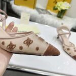 Fendi Women Colibri Lite Beige Mesh and FF Karligraphy Medium-Heel Slingbacks - Imagen 8