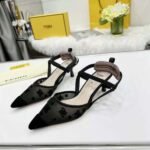 Fendi Women Colibri Lite Black Mesh and FF Karligraphy Medium-Heel Slingbacks - Imagen 2