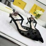 Fendi Women Colibri Lite Black Mesh and FF Karligraphy Medium-Heel Slingbacks - Imagen 3