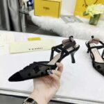 Fendi Women Colibri Lite Black Mesh and FF Karligraphy Medium-Heel Slingbacks - Imagen 5