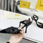 Fendi Women Colibri Lite High-Heeled Black Mesh and FF Karligraphy Slingbacks - Imagen 7