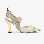 Fendi Damen Colibri Pink Mesh High-Heel Slingbacks mit Metallnähten