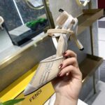 Fendi Women Colibri Pink Mesh High-Heeled Slingbacks with Rhinestone Embroidery - Image 7