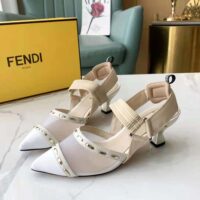 Fendi Women Colibri Pink Mesh High-Heel Slingbacks with Metal Stitches (1)