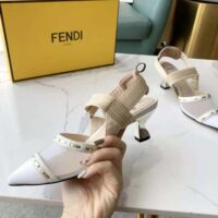 Fendi Women Colibri Pink Mesh Medium-Heel Slingbacks with Metal Stitches (1)