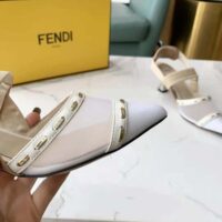 Fendi Women Colibri Pink Mesh Medium-Heel Slingbacks with Metal Stitches (1)