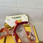 Fendi Women Colibri Red Micromesh Slingbacks with a Medium Heel - Imagen 7