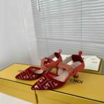 Fendi Women Colibri Red Micromesh Slingbacks with a Medium Heel - Imagen 5