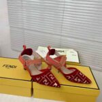 Fendi Women Colibri Red Micromesh Slingbacks with a Medium Heel - Imagen 2