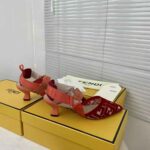 Fendi Women Colibri Red Micromesh Slingbacks with a Medium Heel - Imagen 6