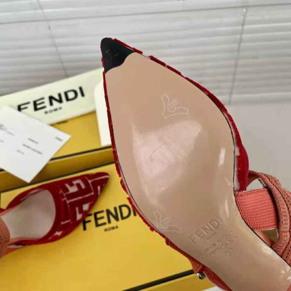 Fendi Women Colibri Red Micromesh Slingbacks with a Medium Heel (7)