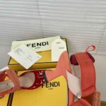 Fendi Women Colibri Red Micromesh Slingbacks with a Medium Heel - Imagen 8