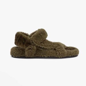 Fendi Women Feel Green Sheepskin Sandals