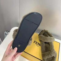 Fendi Women Feel Green Sheepskin Sandals (1)