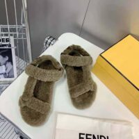 Fendi Women Feel Green Sheepskin Sandals (1)