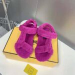 Fendi Women Feel Purple Sheepskin Sandals - Imagen 2