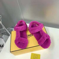 Fendi Women Feel Purple Sheepskin Sandals (1)