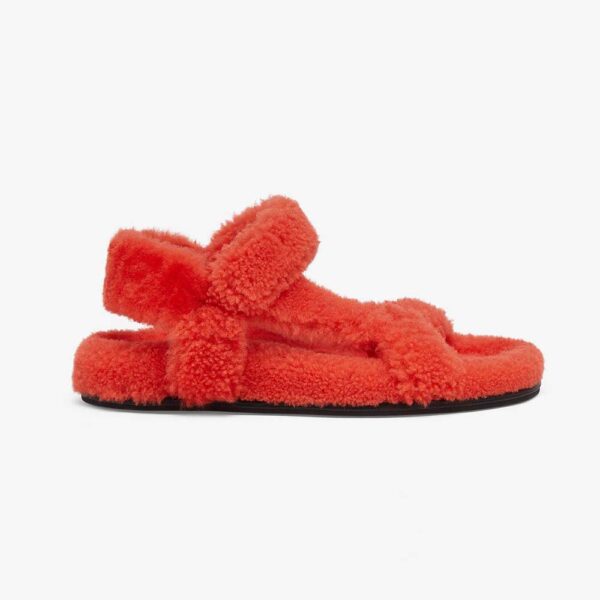 Fendi Women Feel Red Sheepskin Sandals (1)