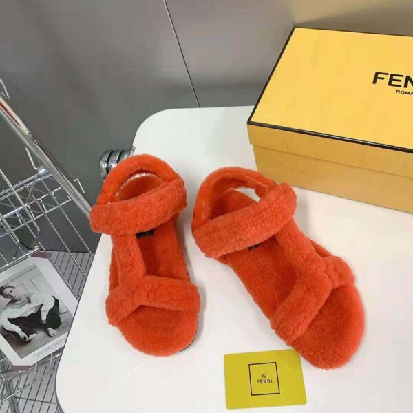 Fendi Women Feel Red Sheepskin Sandals (5)