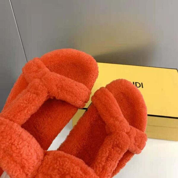 Fendi Women Feel Red Sheepskin Sandals (8)