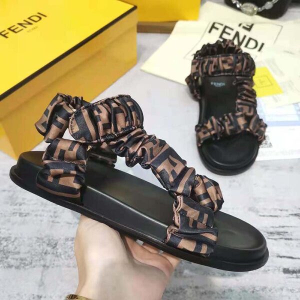Fendi Women Fendi Feel Brown Satin Sandals (2)