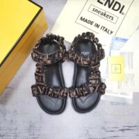 Fendi Women Fendi Feel Brown Satin Sandals (1)