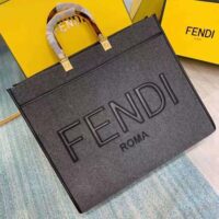 Fendi Women Fendi Sunshine Large Gray Flannel Shopper (1)