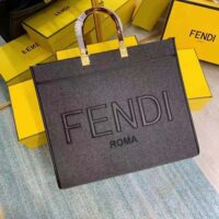 Fendi Women Fendi Sunshine Large Gray Flannel Shopper (1)