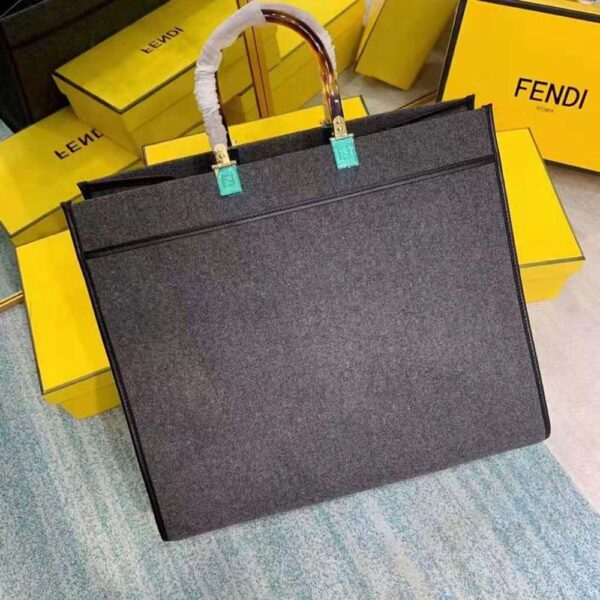 Fendi Women Fendi Sunshine Large Gray Flannel Shopper (6)