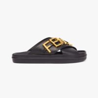 Fendi Women Fendigraphy Black Leather Slides (1)