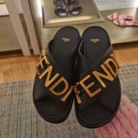 Fendi Women Fendigraphy Black Leather Slides (1)