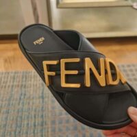 Fendi Women Fendigraphy Black Leather Slides (1)