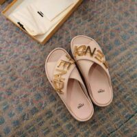 Fendi Women Fendigraphy Pink Leather Slides (1)