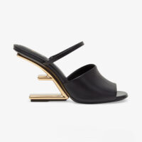 Fendi Women First Black Leather High-Heeled Sandals (1)