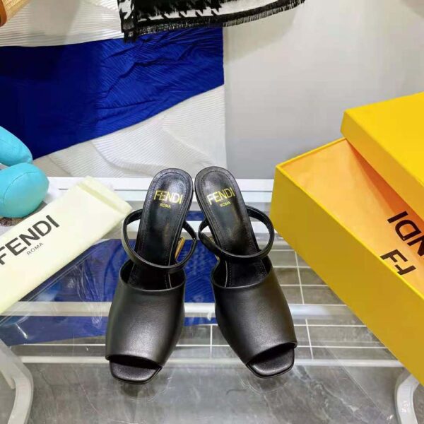 Fendi Women First Black Leather High-Heeled Sandals (2)
