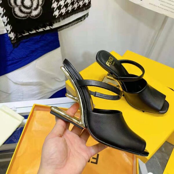 Fendi Women First Black Leather High-Heeled Sandals (5)