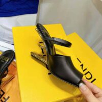 Fendi Women First Black Leather High-Heeled Sandals (1)