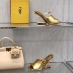 Fendi Women First Gold Nappa Leather High-Heeled Sandals - Bild 5