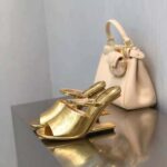 Fendi Women First Gold Nappa Leather High-Heeled Sandals - Bild 4