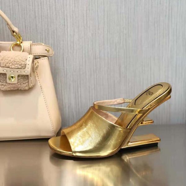 Fendi Women First Gold Nappa Leather High-Heeled Sandals (3)