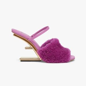 Fendi Women First Purple Sheepskin High-Heeled Sandals