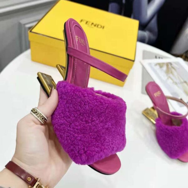 Fendi Women First Purple Sheepskin High-Heeled Sandals (10)