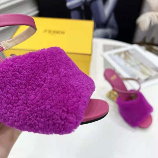Fendi Women First Purple Sheepskin High-Heeled Sandals (3)